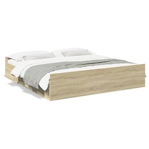 VidaXL Bedframe met lades bewerkt hout sonoma eikenkleurig 200x200 cm