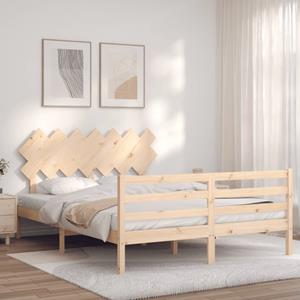 VidaXL Bedframe met hoofdbord massief hout 140x190 cm