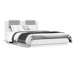 VidaXL Bedframe met hoofdeinde en LED-verlichting wit 150x200 cm