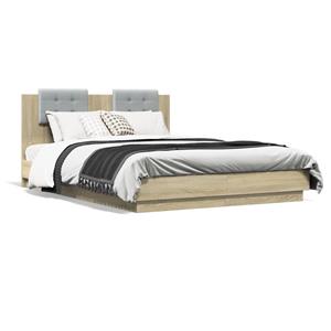 VidaXL Bedframe met hoofdbord en LED sonoma eikenkleurig 150x200 cm