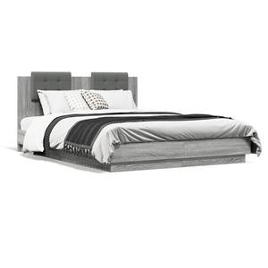 VidaXL Bedframe met hoofdbord en LED grijs sonoma eiken 150x200 cm