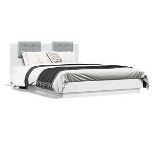 VidaXL Bedframe met hoofdbord en LED-verlichting wit 140x200 cm