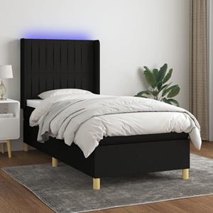 VidaXL Boxspring met matras en LED stof zwart 90x190 cm