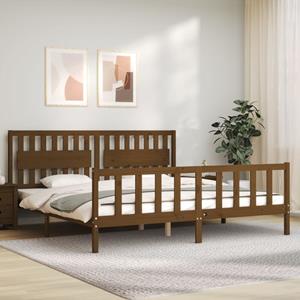 VidaXL Bedframe met hoofdbord massief hout honingbruin 200x200 cm