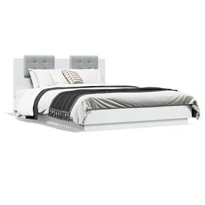 VidaXL Bedframe met hoofdeinde en LED-verlichting wit 120x200 cm