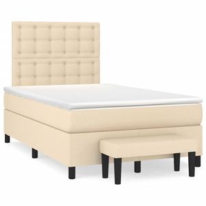 VidaXL Boxspring met matras stof crèmekleurig 120x190 cm