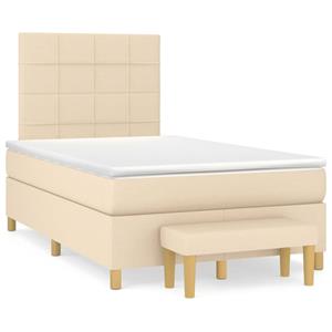 VidaXL Boxspring met matras stof crèmekleurig 120x190 cm