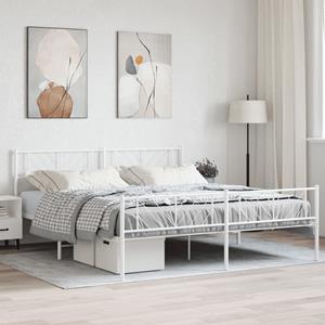 VidaXL Bedframe met hoofd- en voeteneinde metaal wit 200x200 cm