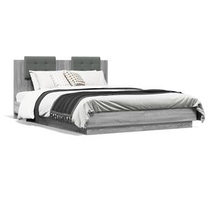 VidaXL Bedframe met hoofdbord en LED grijs sonoma eiken 120x200 cm