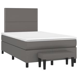 VidaXL Boxspring met matras kunstleer grijs 120x190 cm