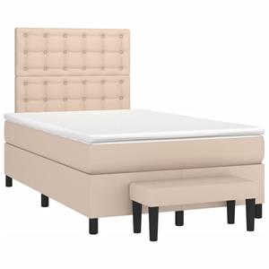 VidaXL Boxspring met matras kunstleer cappuccinokleurig 120x190 cm