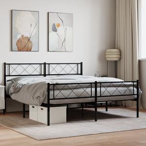 VidaXL Bedframe met hoofd- en voeteneinde metaal zwart 120x190 cm