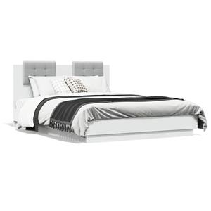 VidaXL Bedframe met hoofdeinde en LED-verlichting wit 120x190 cm