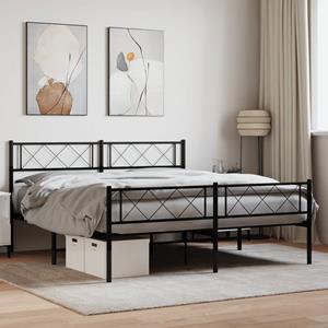 VidaXL Bedframe met hoofd- en voeteneinde metaal zwart 135x190 cm