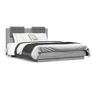 VidaXL Bedframe met hoofdbord en LED grijs sonoma eikenkleur 120x190cm