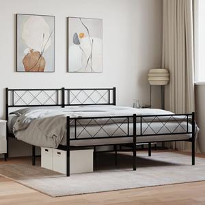 VidaXL Bedframe met hoofd- en voeteneinde metaal zwart 150x200 cm