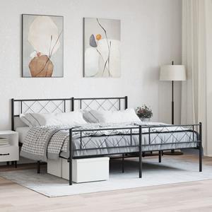 VidaXL Bedframe met hoofd- en voeteneinde metaal zwart 200x200 cm