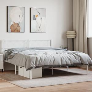 VidaXL Bedframe met hoofdbord metaal wit 120x200 cm