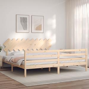 VidaXL Bedframe met hoofdbord massief hout 200x200 cm