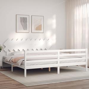 VidaXL Bedframe met hoofdbord massief hout wit 200x200 cm