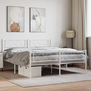 VidaXL Bedframe met hoofd- en voeteneinde metaal wit 120x200 cm