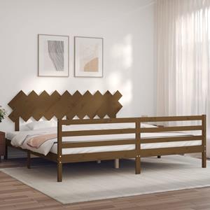 VidaXL Bedframe met hoofdbord massief hout honingbruin 200x200 cm