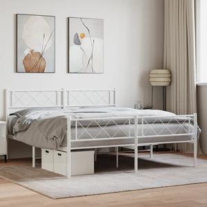 VidaXL Bedframe met hoofd- en voeteneinde metaal wit 150x200 cm