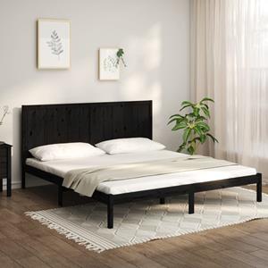 VidaXL Bedframe massief grenenhout zwart 200x200 cm