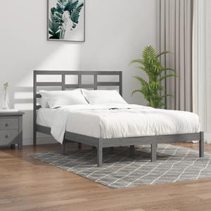 VidaXL Bedframe massief hout grijs 135x190 cm