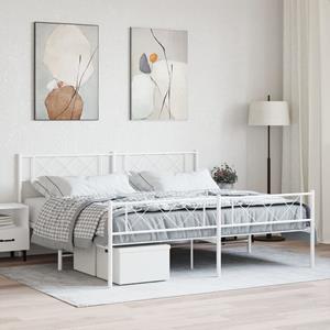 VidaXL Bedframe met hoofd- en voeteneinde metaal wit 200x200 cm