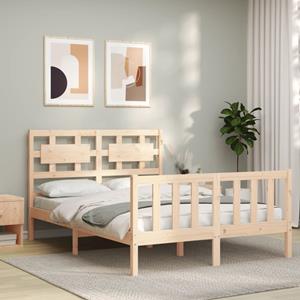 VidaXL Bedframe met hoofdbord massief hout 140x190 cm