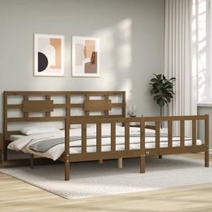 VidaXL Bedframe met hoofdbord massief hout honingbruin 200x200 cm