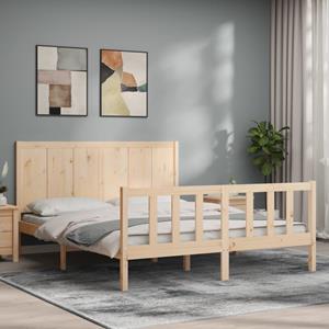 VidaXL Bedframe met hoofdbord massief hout 160x200 cm