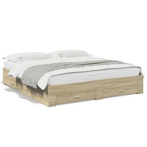 VidaXL Bedframe met lades bewerkt hout sonoma eikenkleurig 200x200 cm