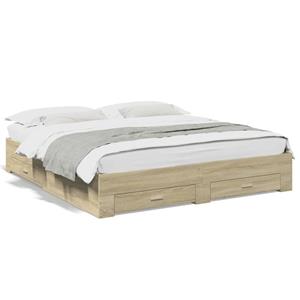 VidaXL Bedframe met lades bewerkt hout sonoma eikenkleurig 180x200 cm