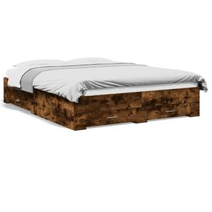 VidaXL Bedframe met lades bewerkt hout gerookt eikenkleurig 150x200 cm