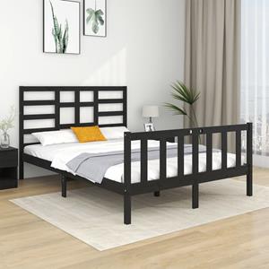 VidaXL Bedframe massief hout zwart 140x190 cm