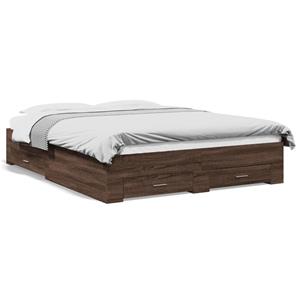 VidaXL Bedframe met lades bewerkt hout bruin eikenkleur 140x200 cm