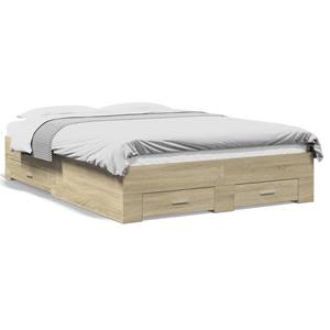 VidaXL Bedframe met lades bewerkt hout sonoma eikenkleurig 120x200 cm