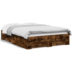 VidaXL Bedframe met lades bewerkt hout gerookt eikenkleurig 120x200 cm