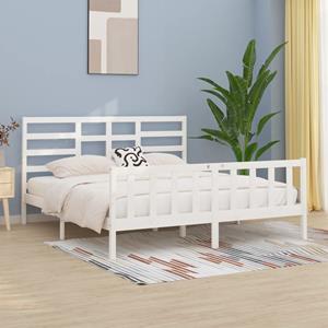 VidaXL Bedframe massief hout wit 180x200 cm