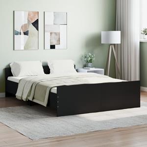 VidaXL Bedframe met hoofd- en voeteneinde zwart 135x190 cm