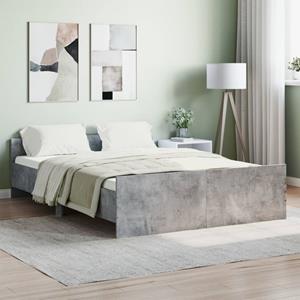 VidaXL Bedframe met hoofd- en voeteneinde betongrijs 135x190 cm