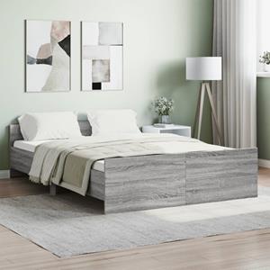 VidaXL Bedframe met hoofd- en voeteneinde grijs sonoma 135x190 cm