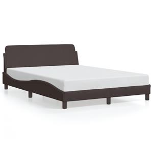 VidaXL Bedframe met hoofdbord stof donkerbruin 120x200 cm