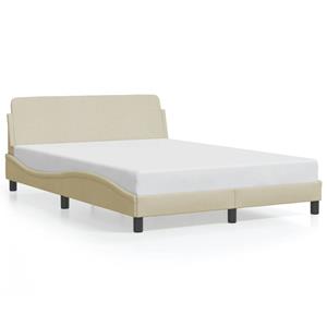 VidaXL Bedframe met hoofdbord stof crèmekleurig 120x200 cm