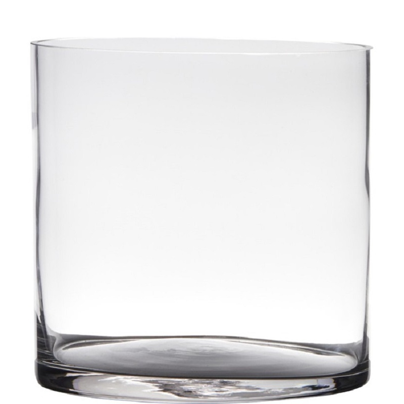 Hakbijl Glass Transparante home-basics cylinder vorm vaas/vazen van glas 19 x 19 cm -