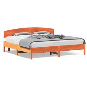 VidaXL Bedframe met hoofdbord massief grenenhout wasbruin 200x200 cm