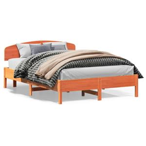 VidaXL Bedframe met hoofdbord massief grenenhout wasbruin 160x200 cm