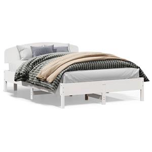 VidaXL Bedframe met hoofdbord massief grenenhout wit 150x200 cm